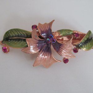 NEW NOLAN MILLER PINK FLOWER ENAMEL PARTY BARRETTE